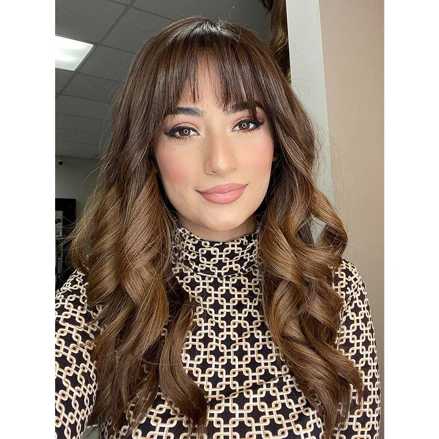 24" Gisele Silk Top Wig Medium Brown Babylight w/ Partial Rooting & Bangs