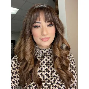 24" Gisele Silk Top Wig Medium Brown Babylight w/ Partial Rooting & Bangs