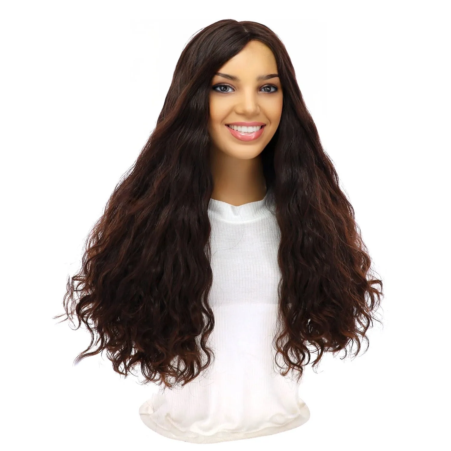 24" Luxe Silk Top Wig #2 Neutral Dark Brown Wavy