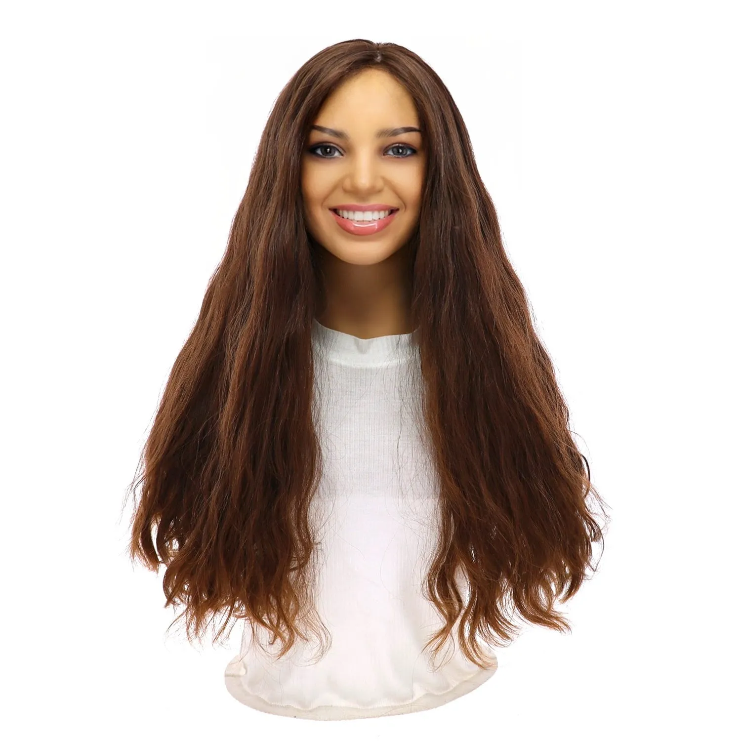 24" Luxe Silk Top Wig #8 Warm Medium Brown Wavy