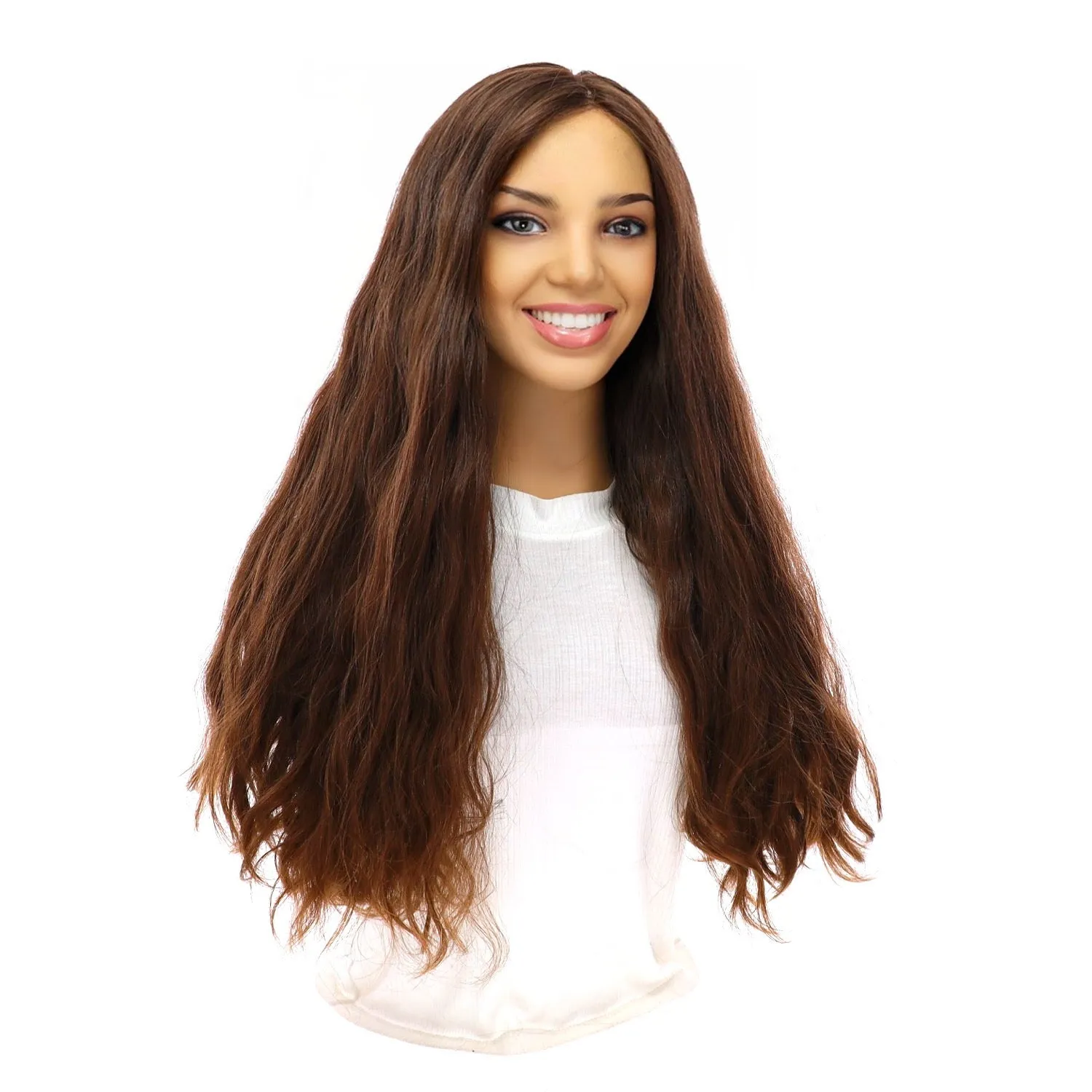 24" Luxe Silk Top Wig #8 Warm Medium Brown Wavy