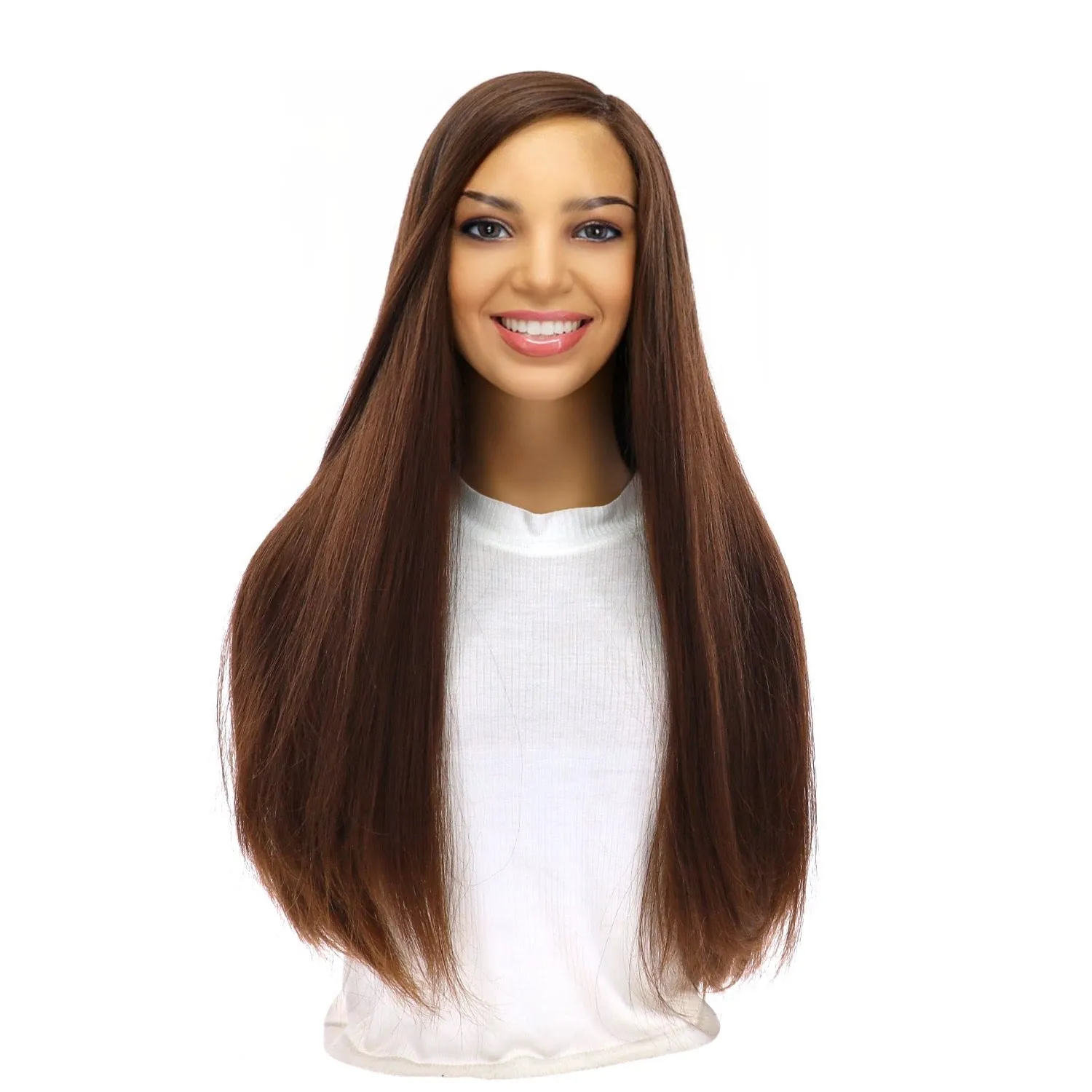 24" Luxe Silk Top Wig #8 Warm Medium Brown