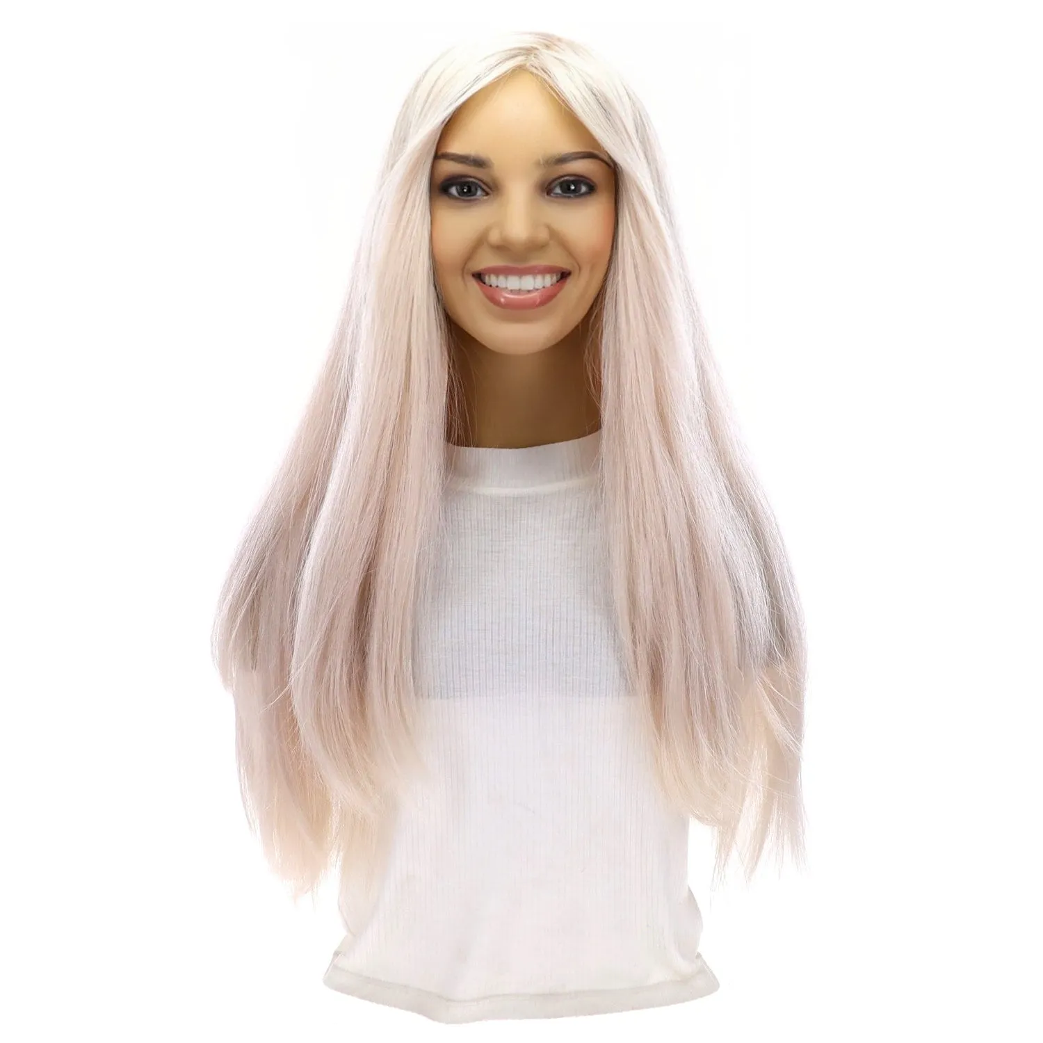 26" Amber Silk Top Wig Ice Blonde