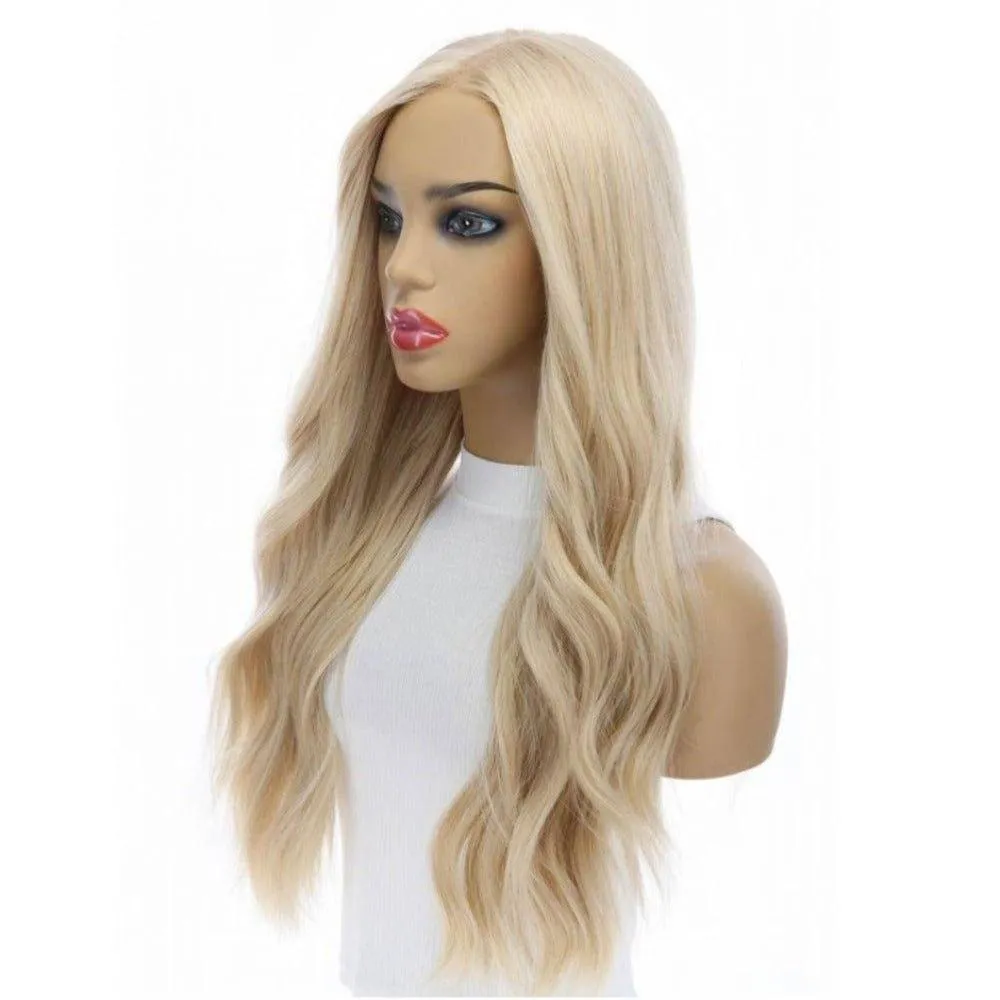 26" Amber Silk Top Wig Platinum Blonde without Rooting