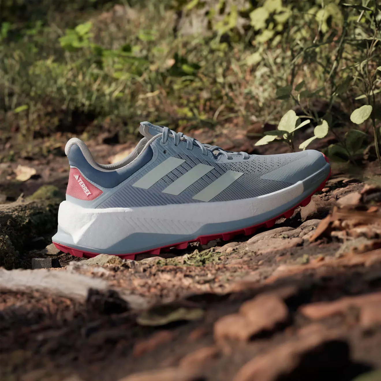 Adidas Terrex Soulstride Ultra Trail Running Shoes Magic Grey / Linen Green / Pure Ruby