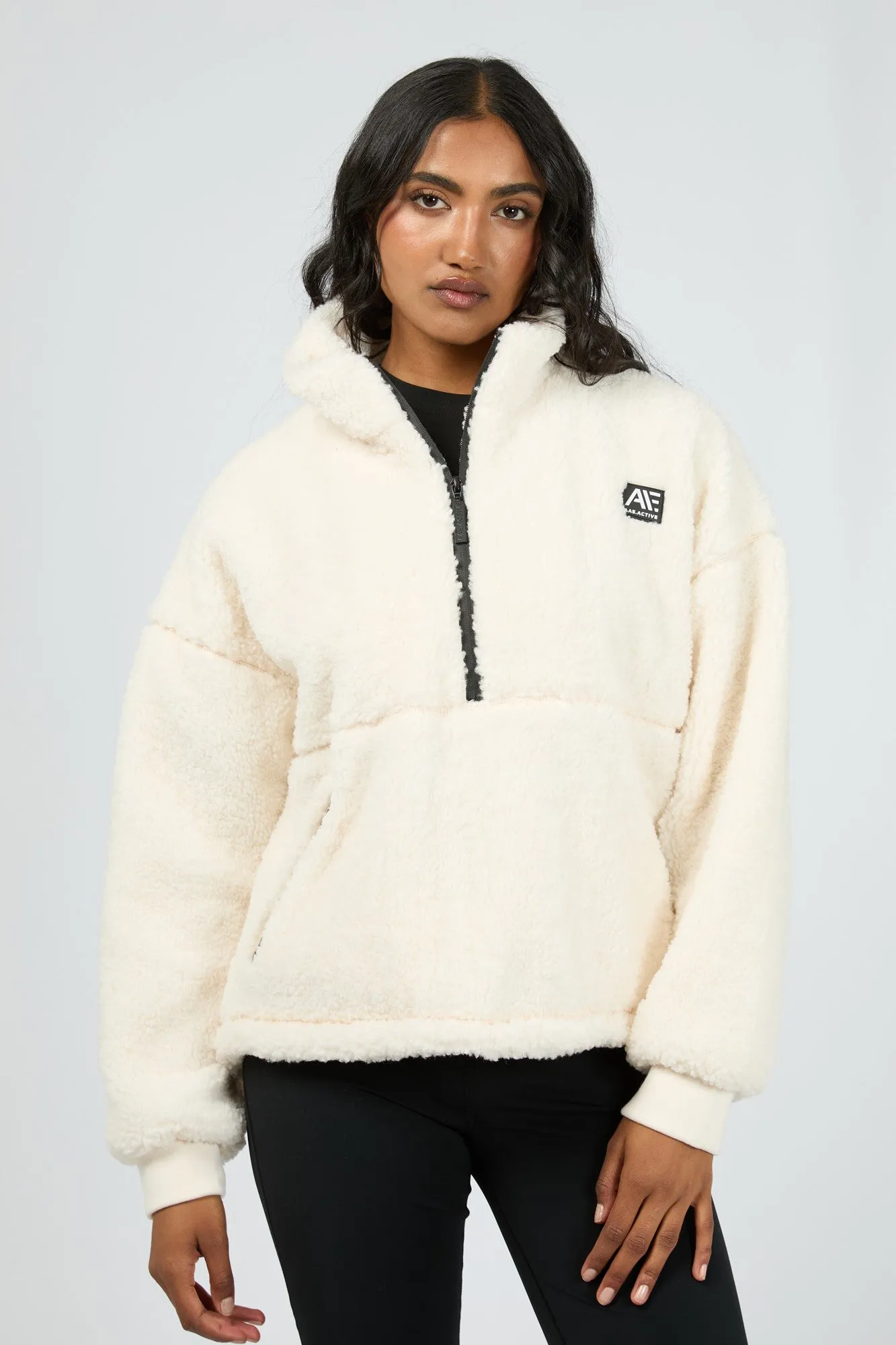 All About Eve Amara Quarter Zip Teddy Vintage White