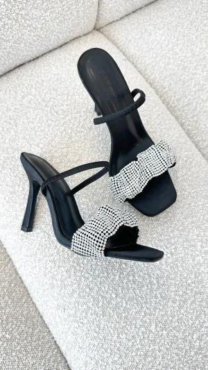 Brandi Heel - Black Satin Diamante