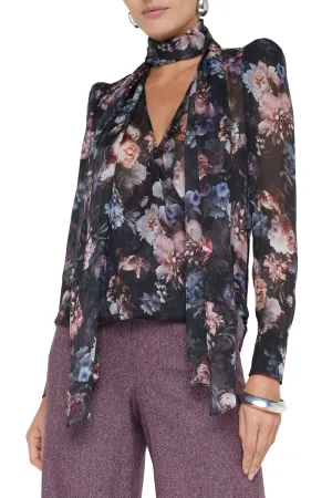 Cambria Silk Tie-Neck Blouse
