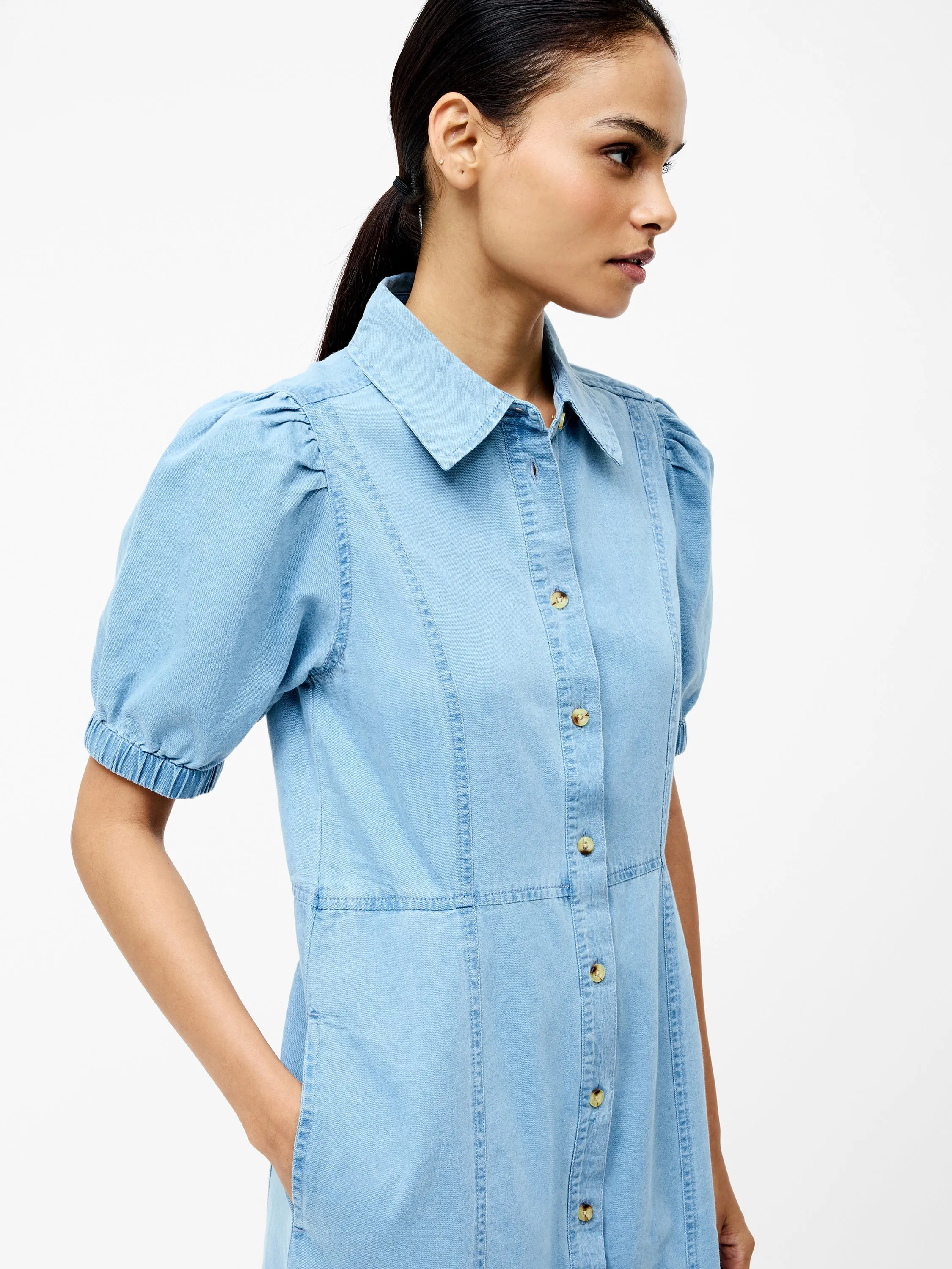 Chambray Button Through Dress