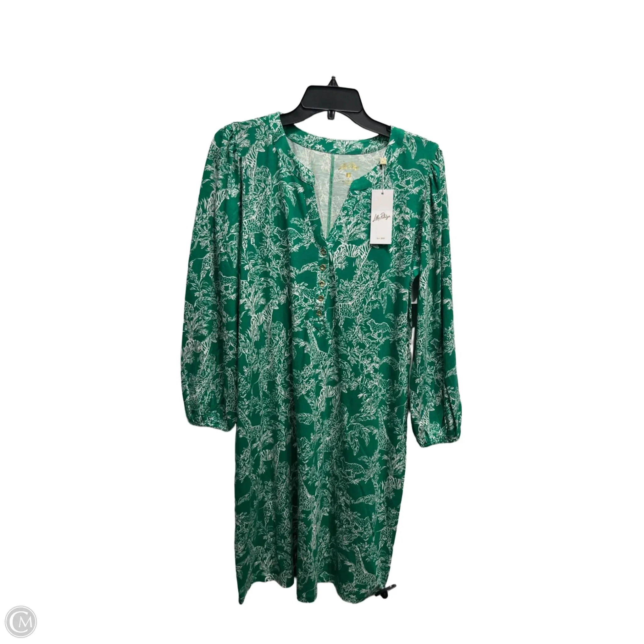Dress Designer By Lilly Pulitzer In Green & White, Size: L
