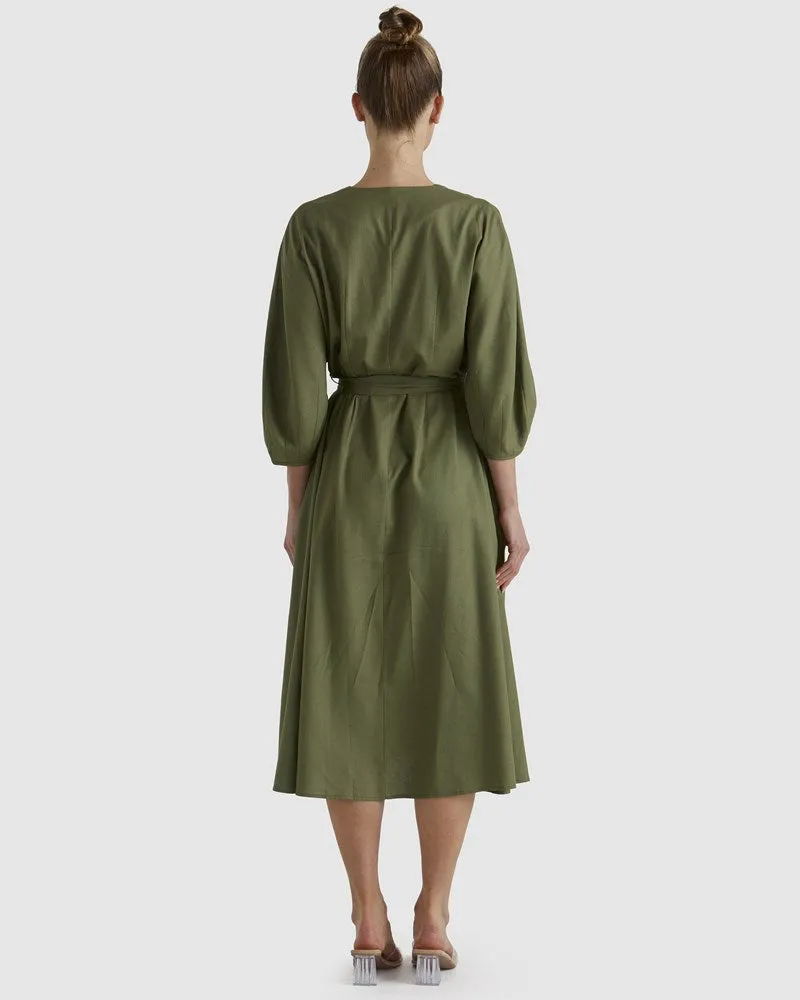 Fate Shoreline Dress Khaki