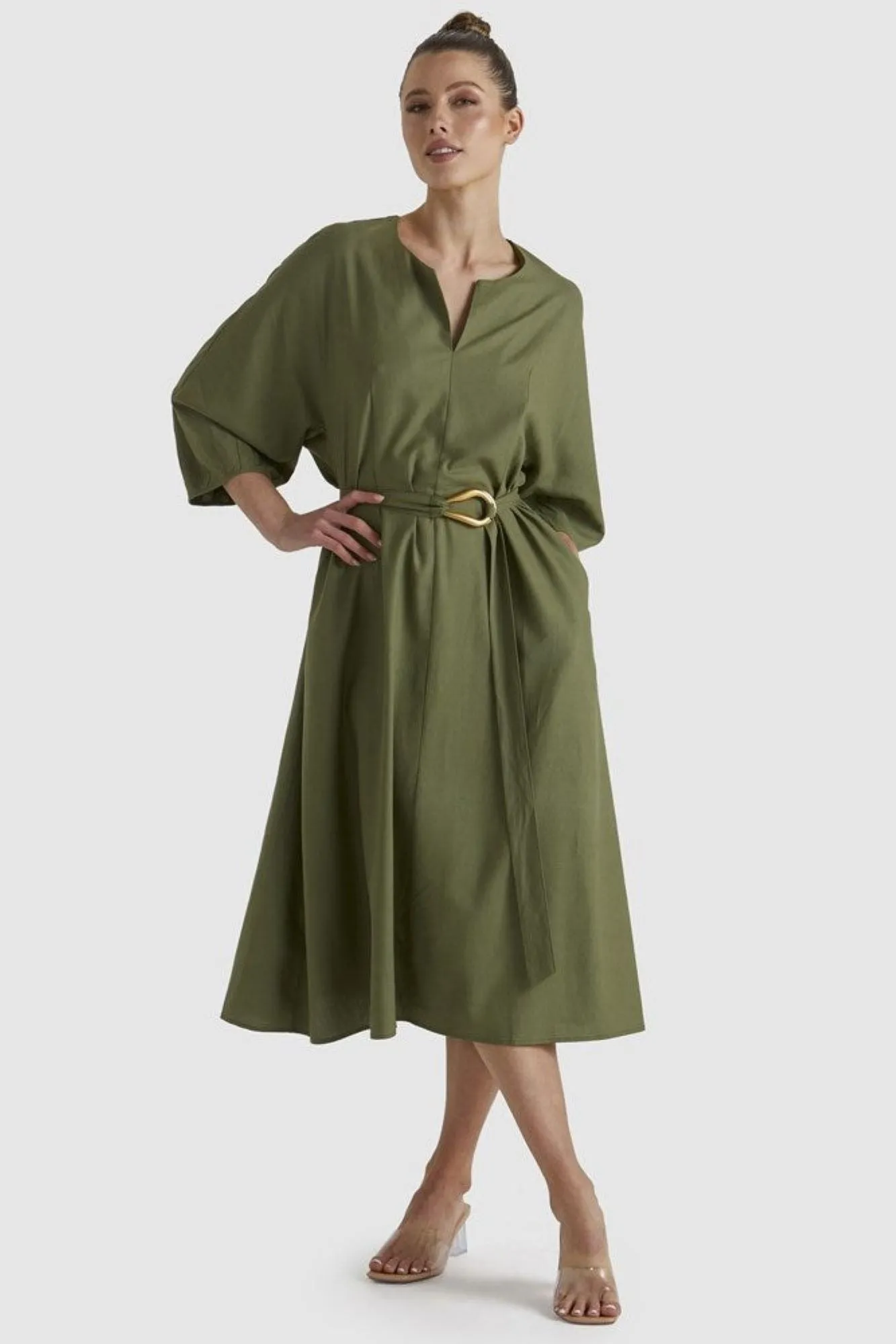 Fate Shoreline Dress Khaki