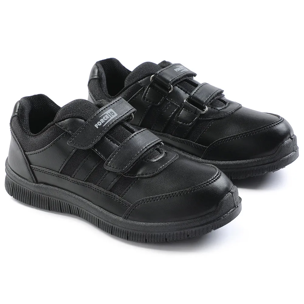 Force 10 Black Uniform Velcro School Shoe For Kids GOLA-03 By Liberty