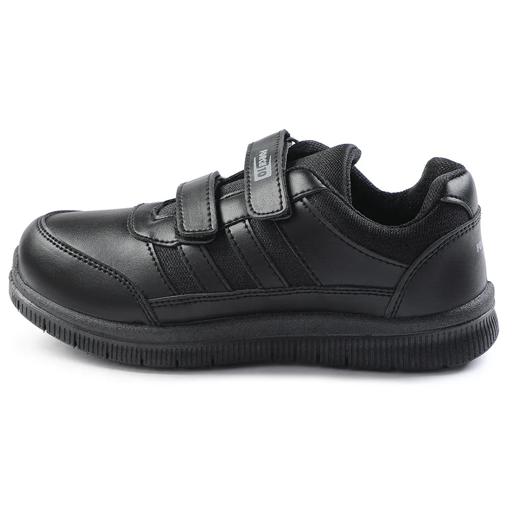 Force 10 Black Uniform Velcro School Shoe For Kids GOLA-03 By Liberty