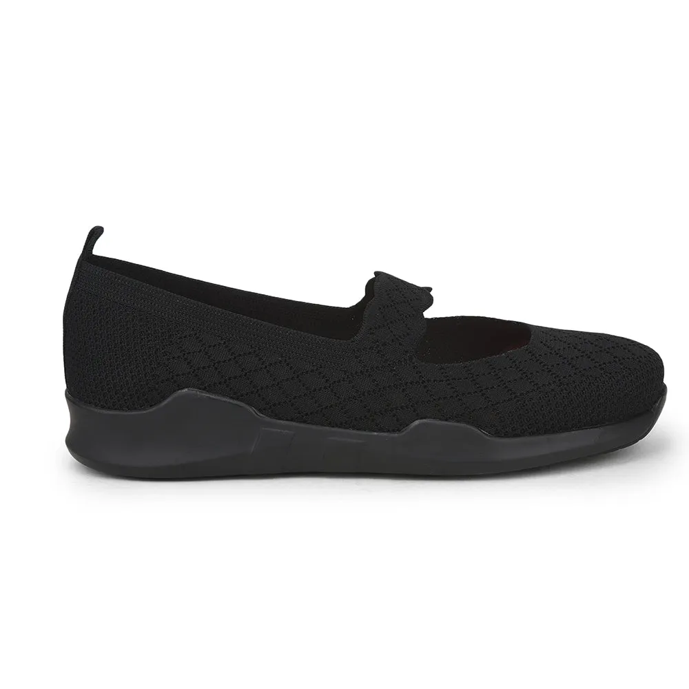 Force 10 Non Lacing Black Casual Slip on Shoes For Women AVILA-48 By Liberty