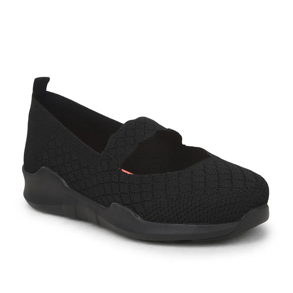 Force 10 Non Lacing Black Casual Slip on Shoes For Women AVILA-48 By Liberty