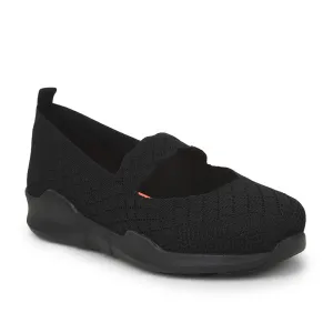 Force 10 Non Lacing Black Casual Slip on Shoes For Women AVILA-48 By Liberty