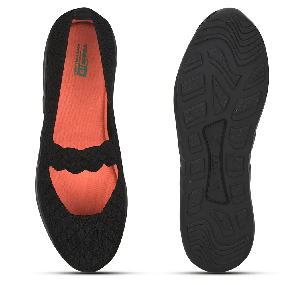 Force 10 Non Lacing Black Casual Slip on Shoes For Women AVILA-48 By Liberty