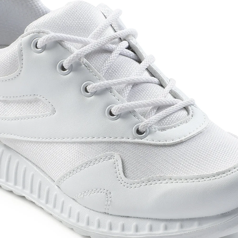 Force 10 White Lacing Uniform School Shoes For Kids 9906-90GN By Liberty