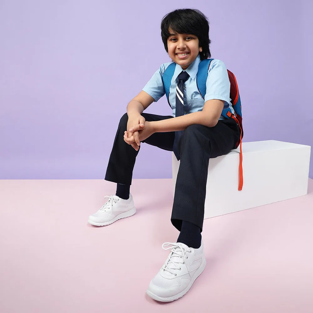 Force 10 White Lacing Uniform School Shoes For Kids 9906-90GN By Liberty