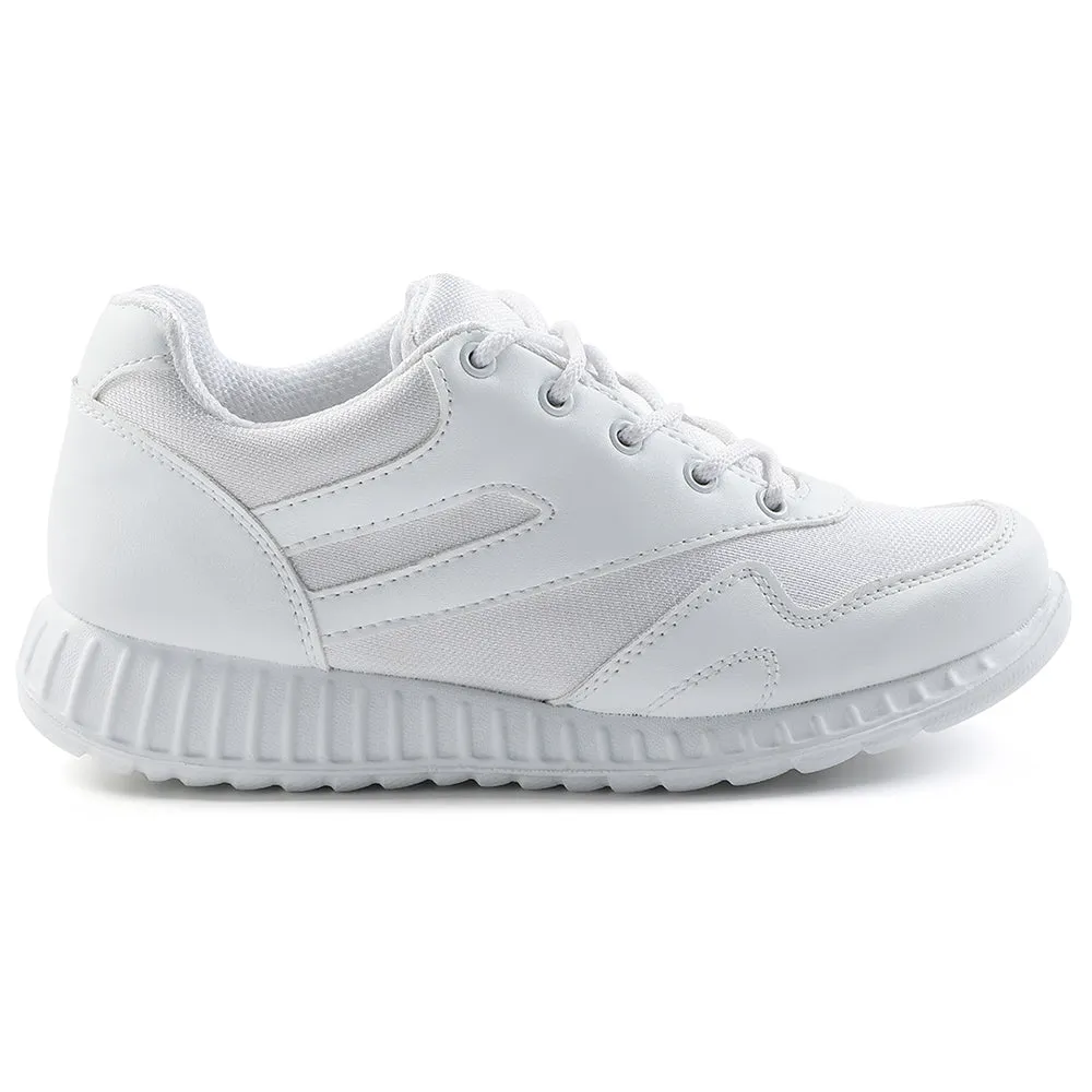 Force 10 White Lacing Uniform School Shoes For Kids 9906-90GN By Liberty