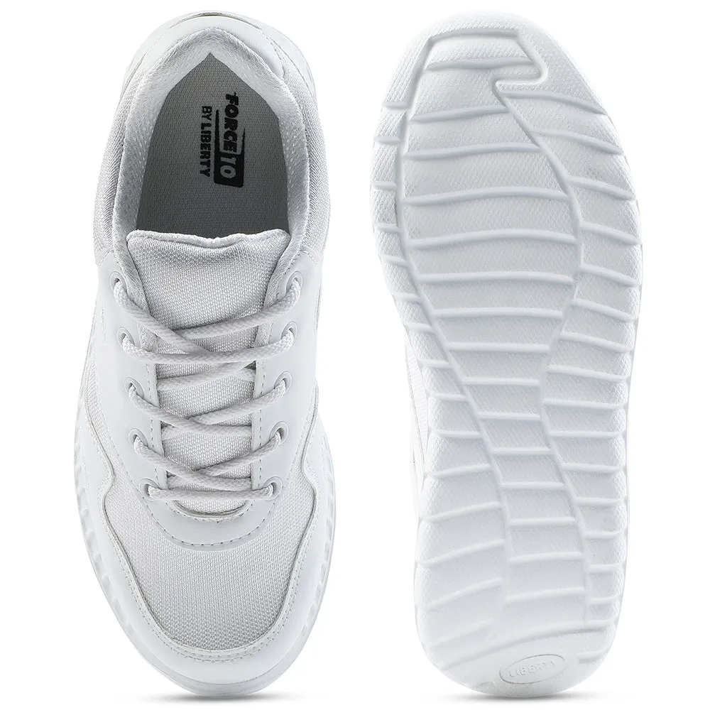 Force 10 White Lacing Uniform School Shoes For Kids 9906-90GN By Liberty