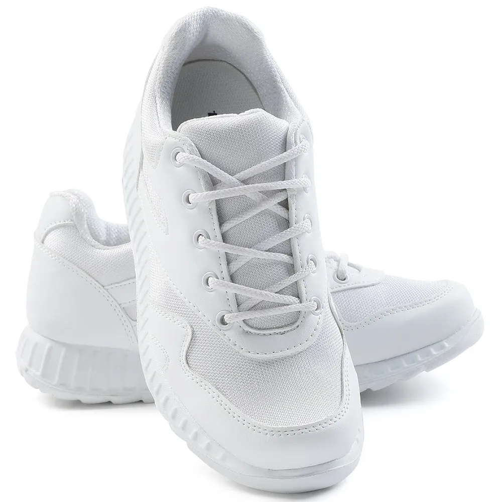 Force 10 White Lacing Uniform School Shoes For Kids 9906-90GN By Liberty