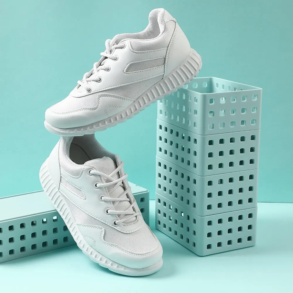 Force 10 White Lacing Uniform School Shoes For Kids 9906-90GN By Liberty