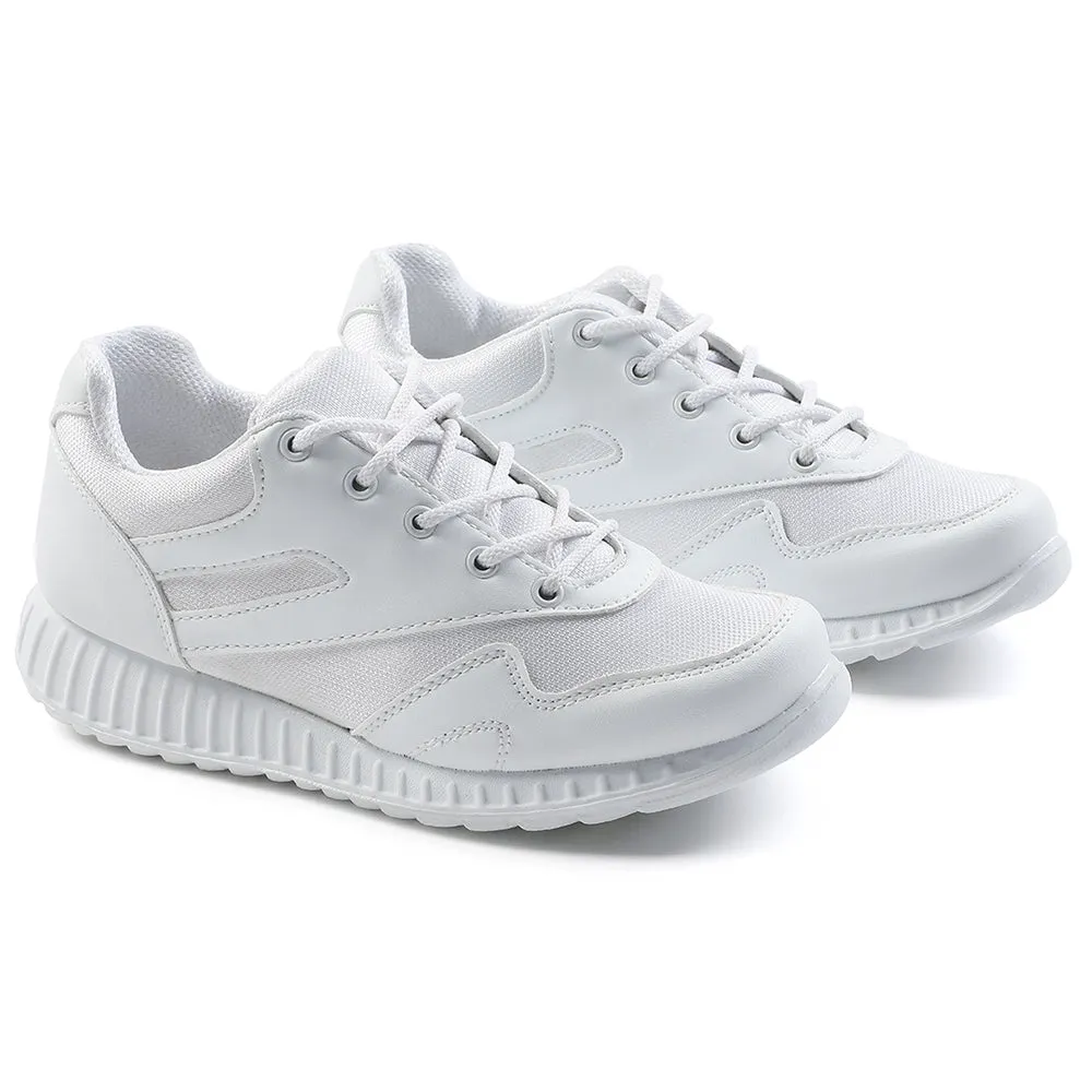 Force 10 White Lacing Uniform School Shoes For Kids 9906-90GN By Liberty