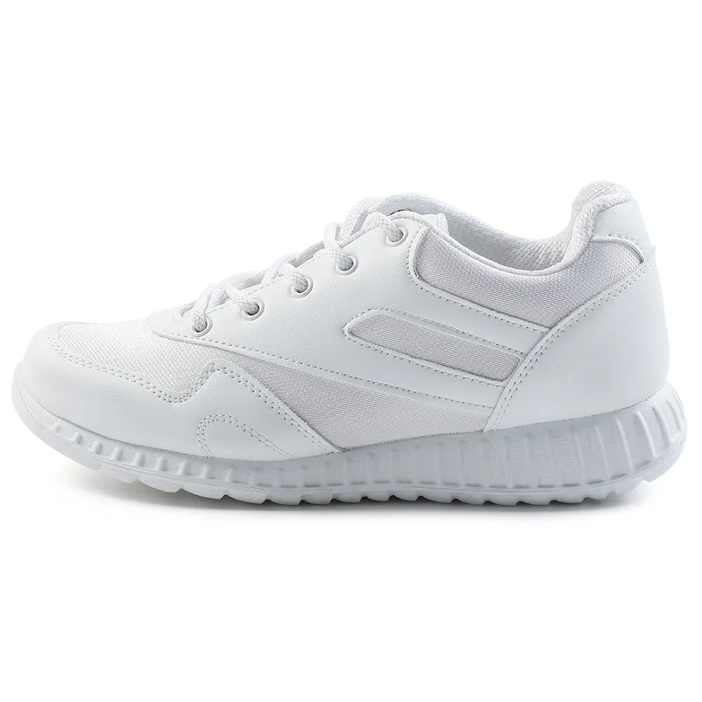 Force 10 White Lacing Uniform School Shoes For Kids 9906-90GN By Liberty