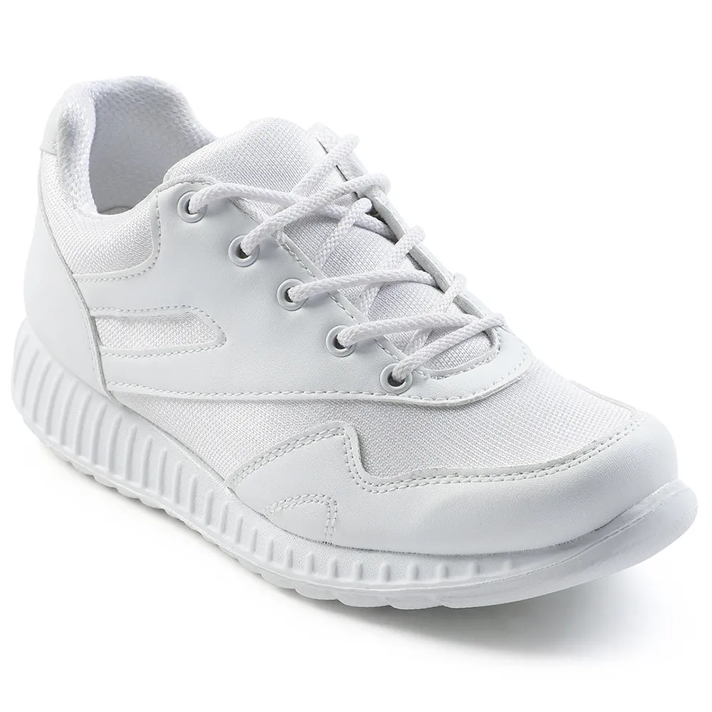 Force 10 White Lacing Uniform School Shoes For Kids 9906-90GN By Liberty