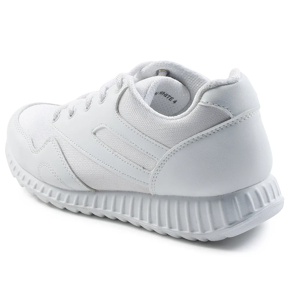 Force 10 White Lacing Uniform School Shoes For Kids 9906-90GN By Liberty