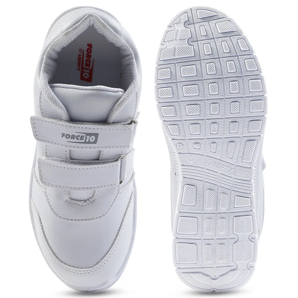Force 10 White Non Lacing Uniform School Shoes For Kids GOLA-SCHV By Liberty