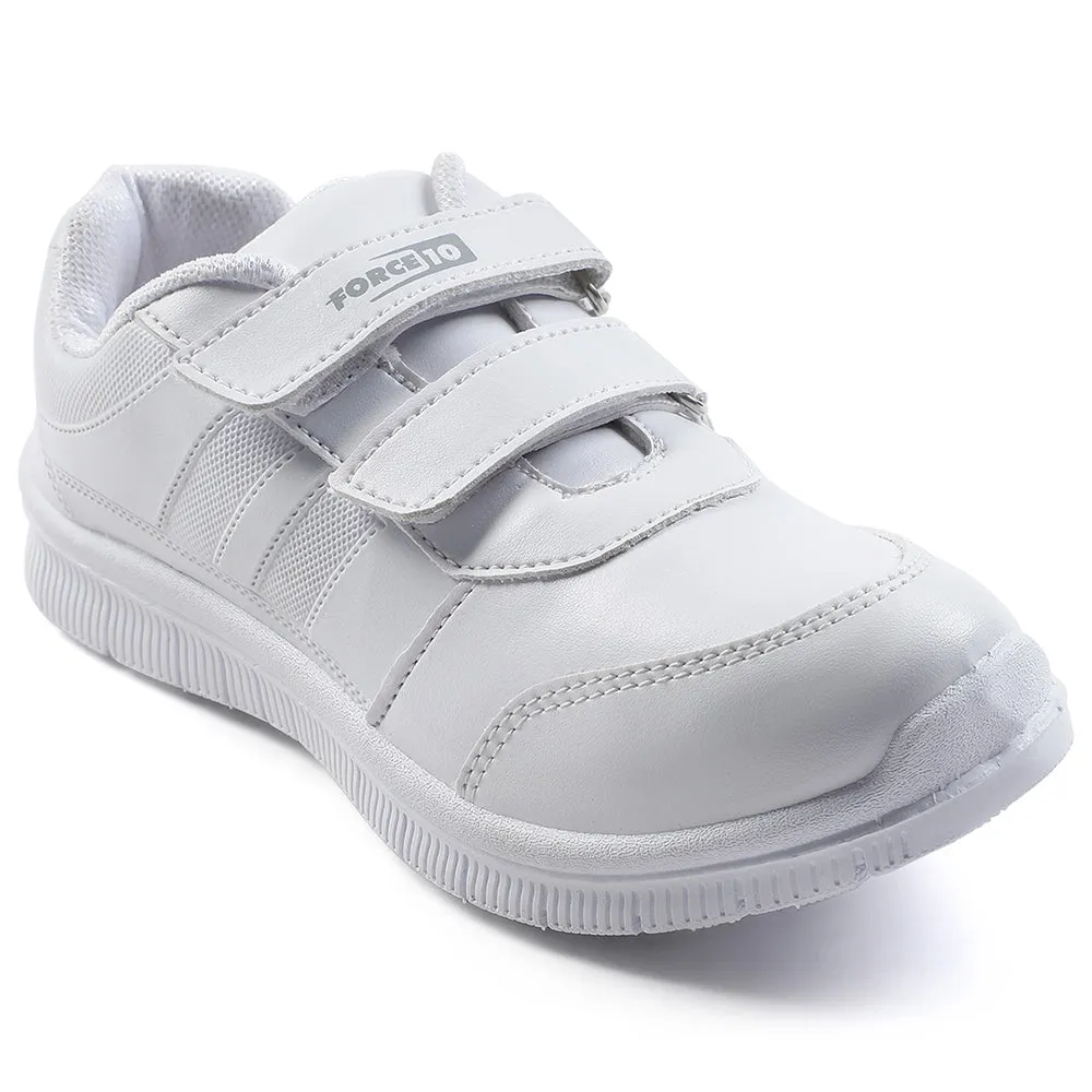 Force 10 White Non Lacing Uniform School Shoes For Kids GOLA-SCHV By Liberty