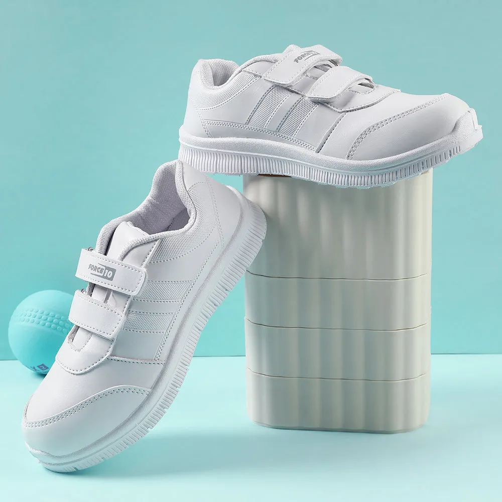 Force 10 White Non Lacing Uniform School Shoes For Kids GOLA-SCHV By Liberty