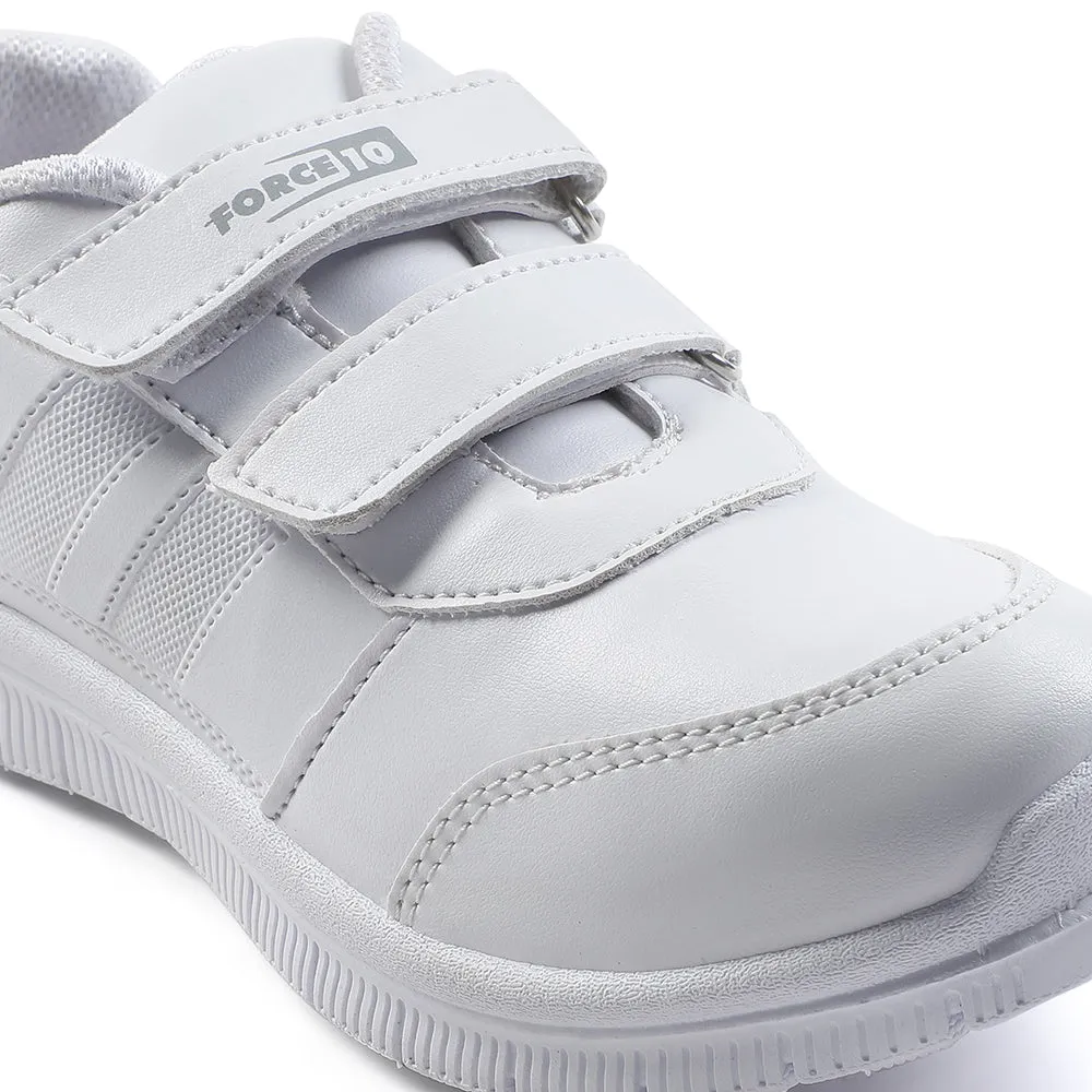 Force 10 White Non Lacing Uniform School Shoes For Kids GOLA-SCHV By Liberty