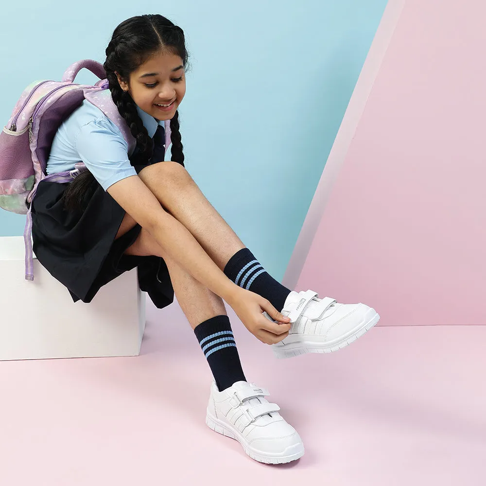 Force 10 White Non Lacing Uniform School Shoes For Kids GOLA-SCHV By Liberty