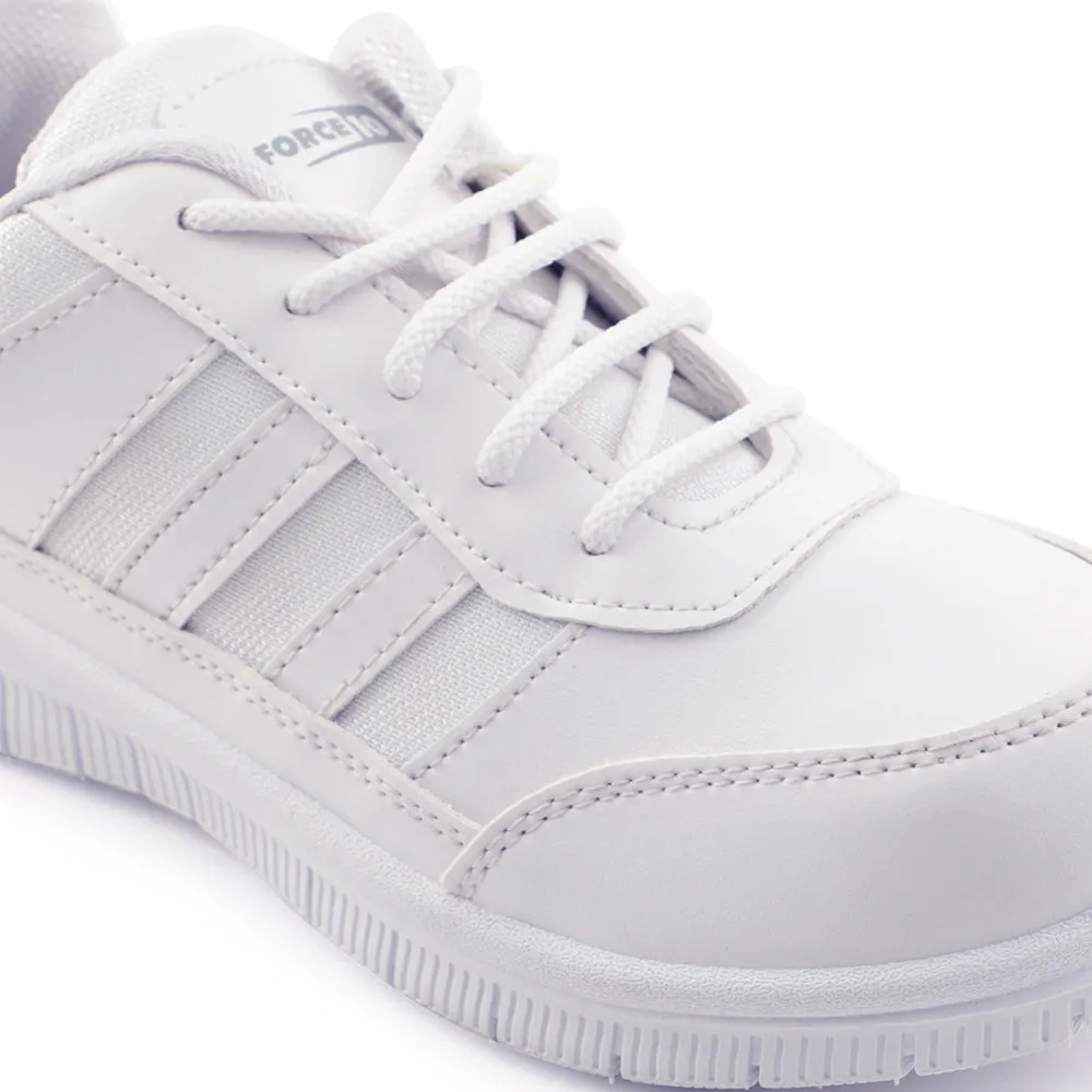 Force 10 White Uniform Lacing School Shoe For Kids GOLA-03L By Liberty