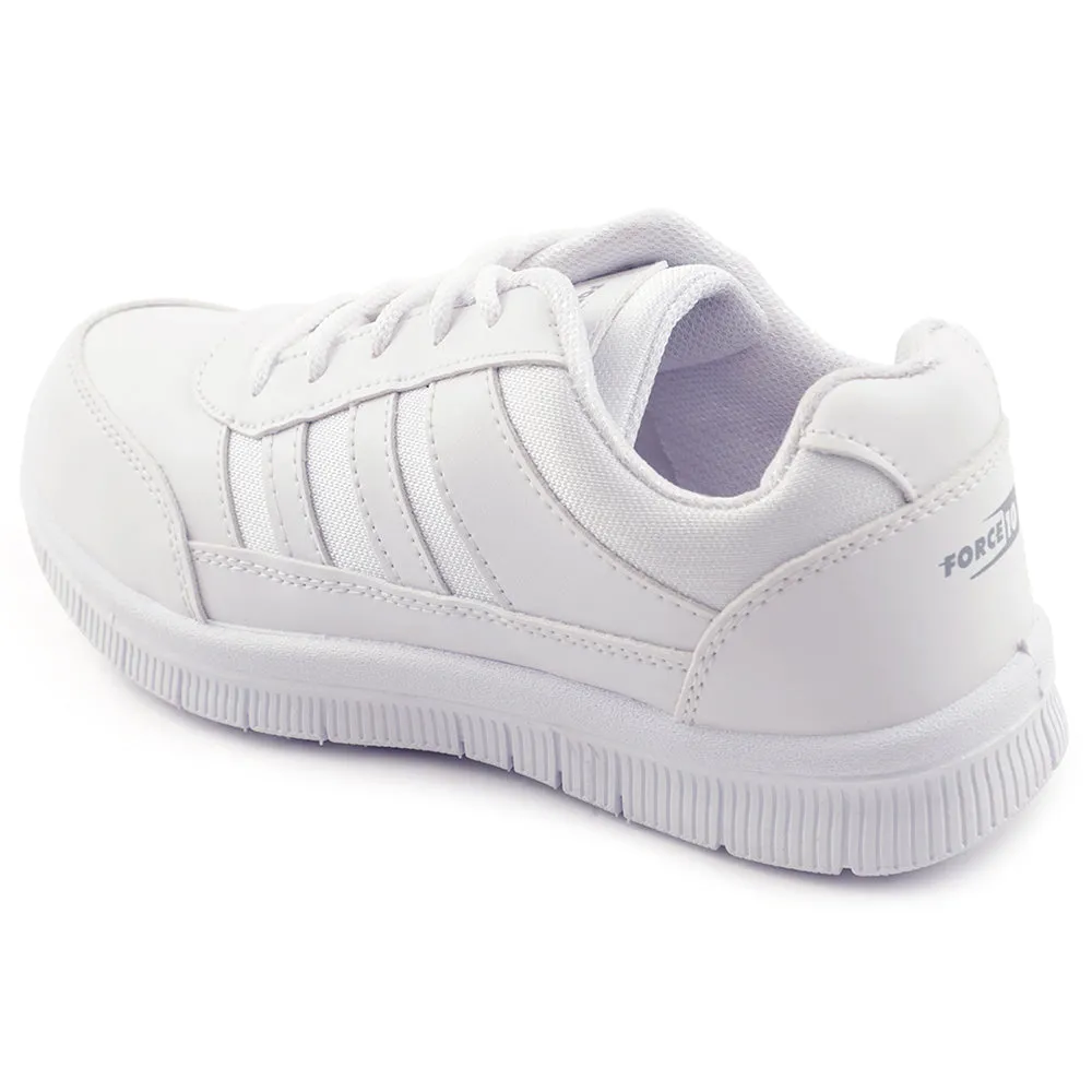 Force 10 White Uniform Lacing School Shoe For Kids GOLA-03L By Liberty