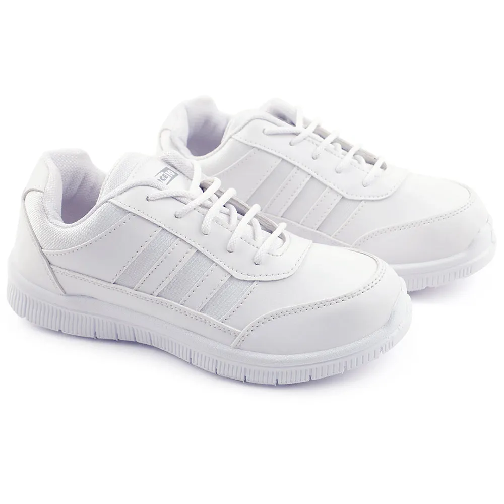 Force 10 White Uniform Lacing School Shoe For Kids GOLA-03L By Liberty