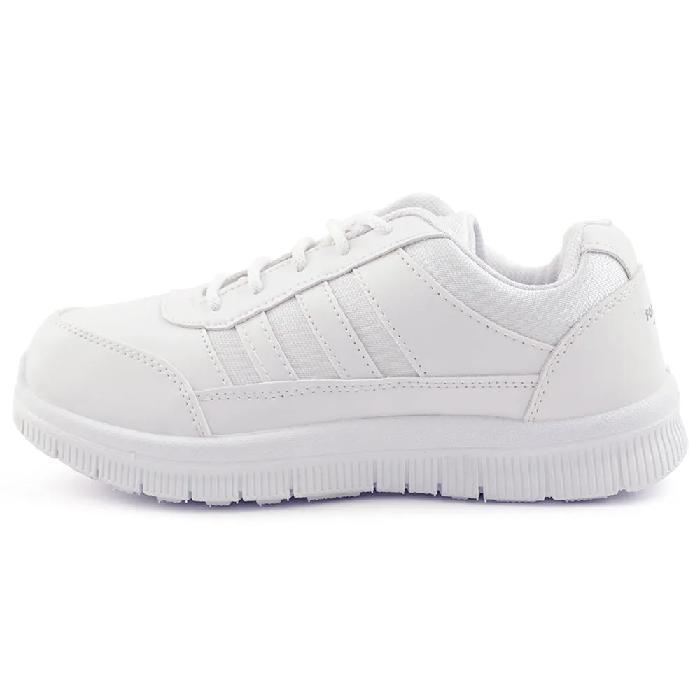 Force 10 White Uniform Lacing School Shoe For Kids GOLA-03L By Liberty
