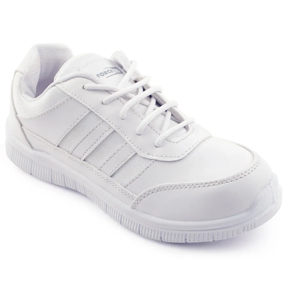 Force 10 White Uniform Lacing School Shoe For Kids GOLA-03L By Liberty