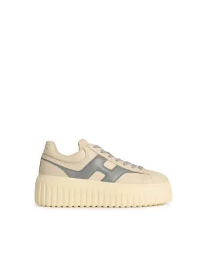 'H Stripes' Grey Leather Sneakers