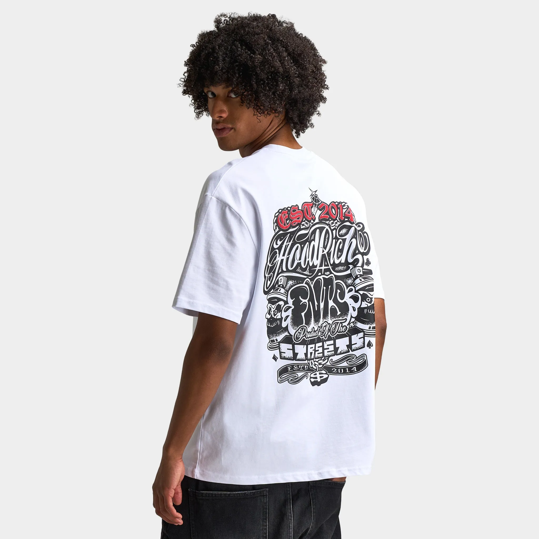 Hoodrich Crown V2 Oversized Graphic T-Shirt White / Lychee - Black
