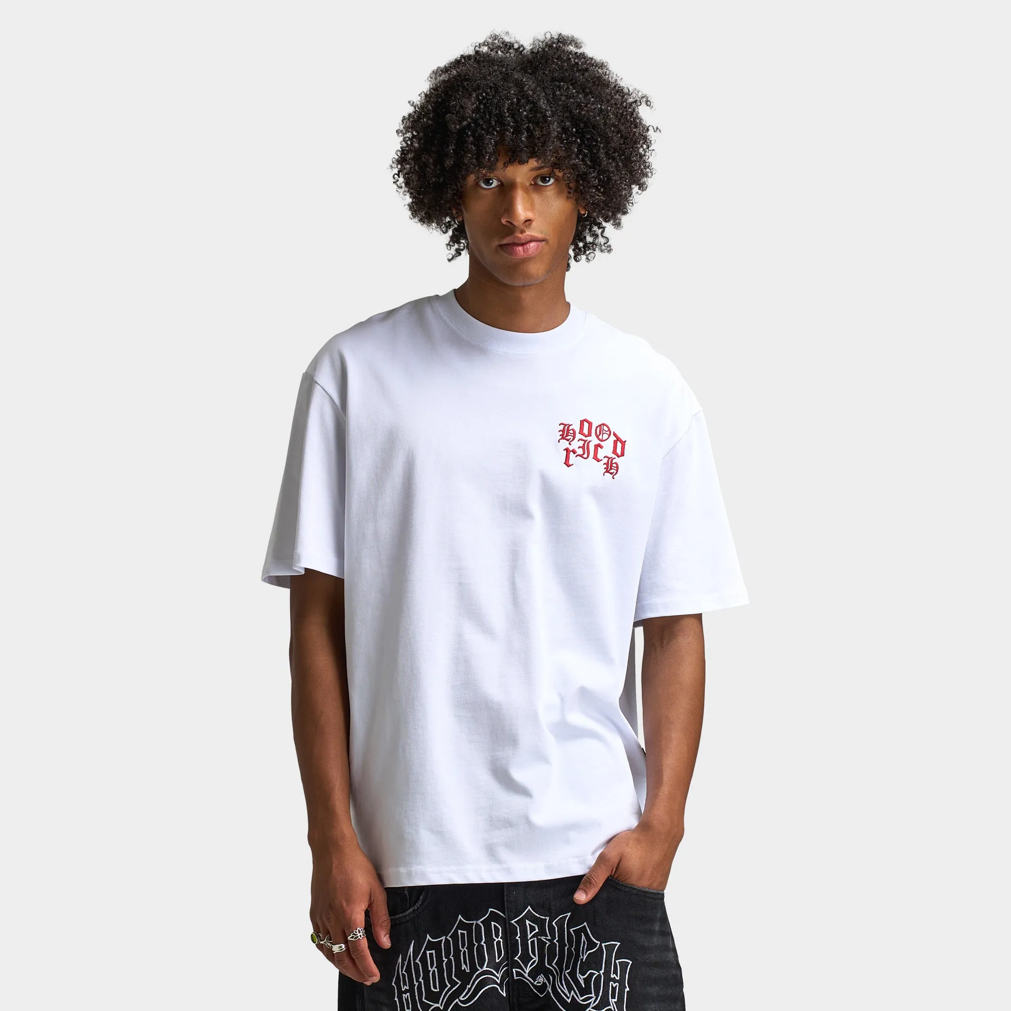 Hoodrich Crown V2 Oversized Graphic T-Shirt White / Lychee - Black