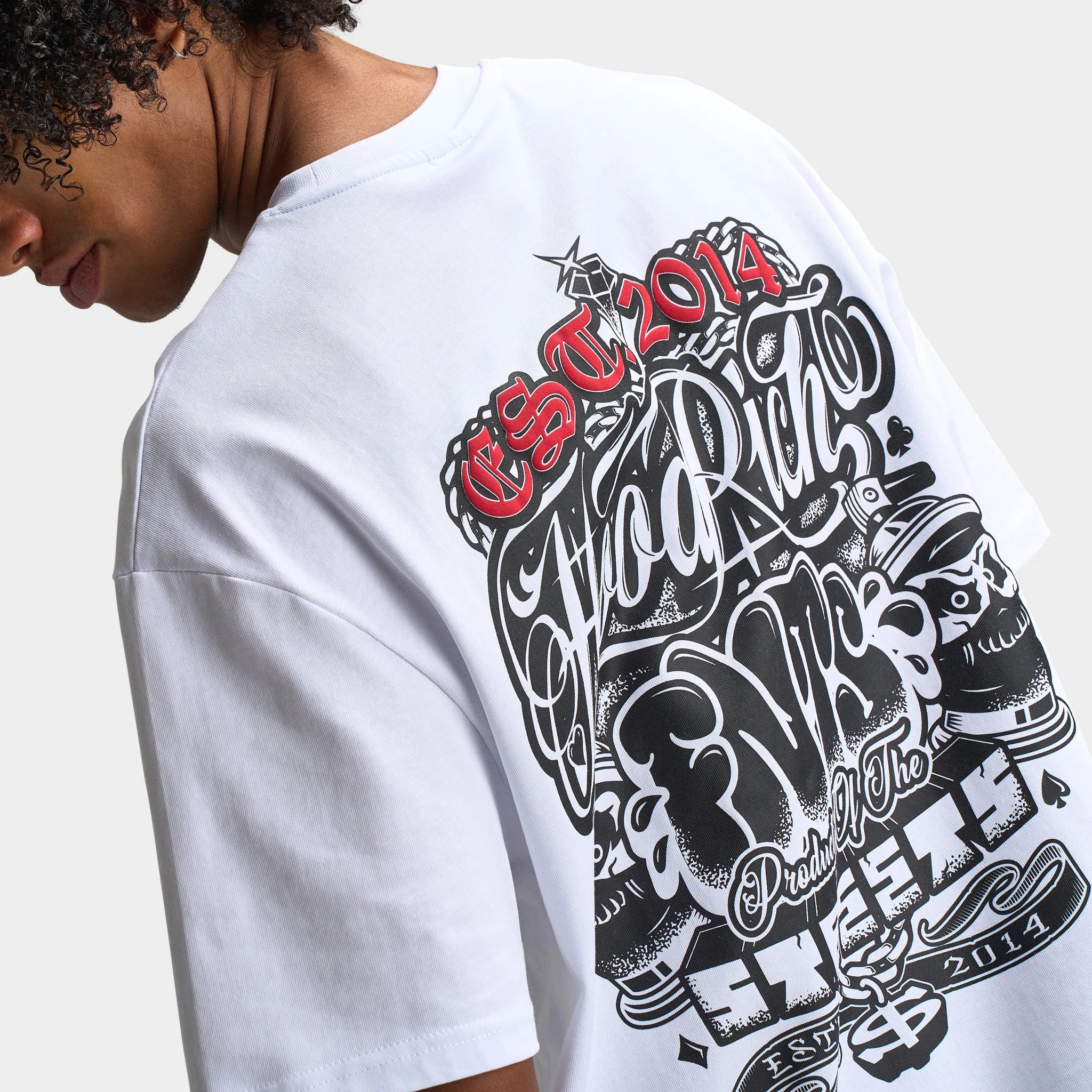 Hoodrich Crown V2 Oversized Graphic T-Shirt White / Lychee - Black