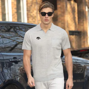 Iowa Bellagio Buttonless Short Sleeve Merino Polo Grey