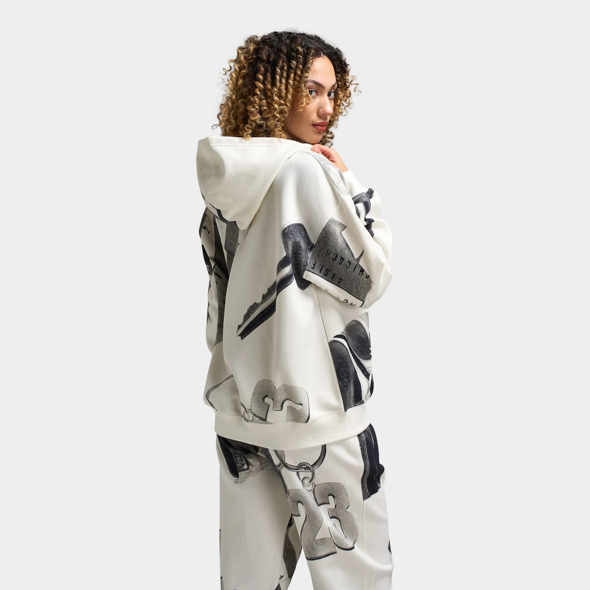 Jordan Women's Brooklyn All Over Print Hoodie Sail / Black
