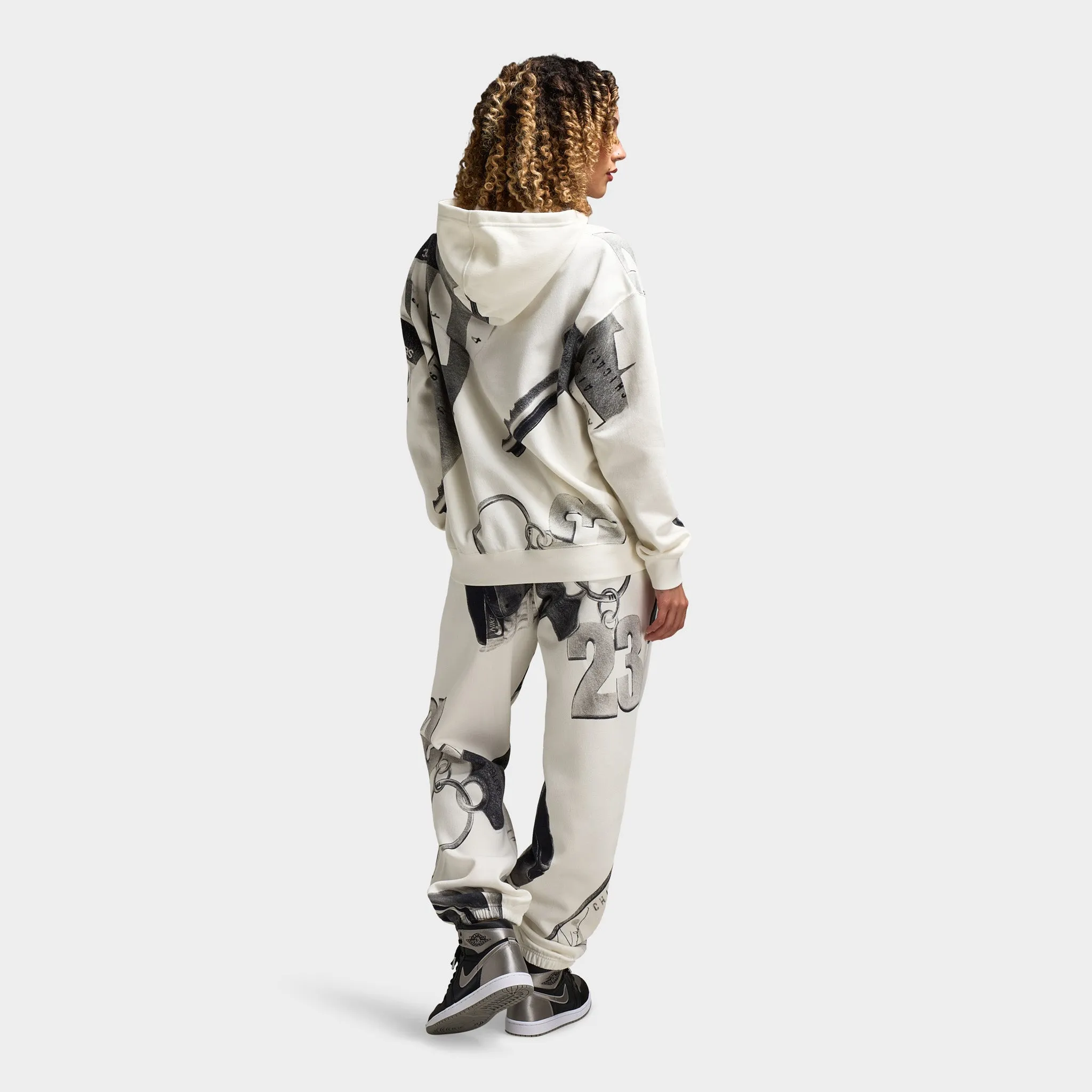 Jordan Women's Brooklyn All Over Print Hoodie Sail / Black