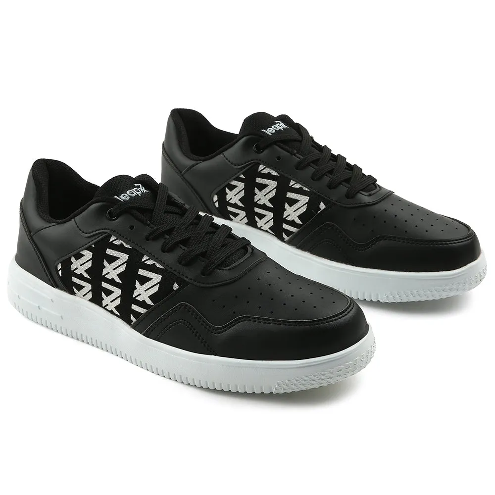 Leap7x Black Casual Lacing Sneakers For Men SNOOKIS By Liberty